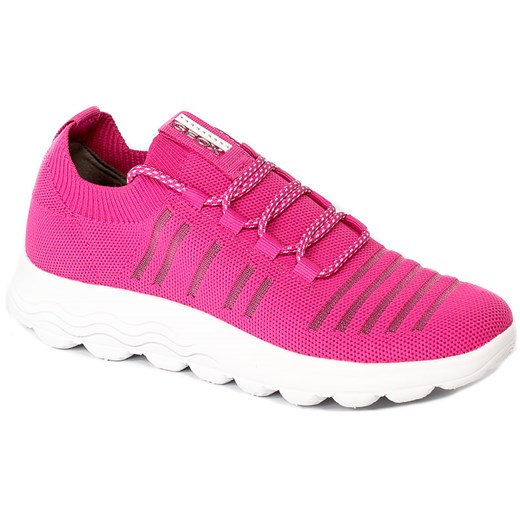 Buty sportowe damskie Geox w stylu casual na płaskiej podeszwie różowe sznurowane 
