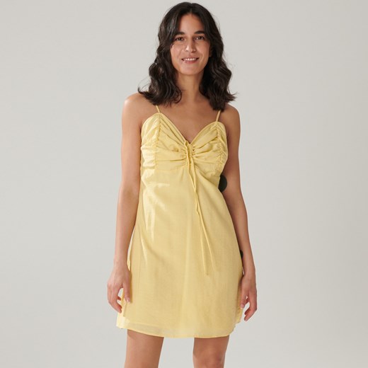 Sinsay - Sukienka mini na ramiączkach - Żółty Sinsay XL wyprzedaż Sinsay