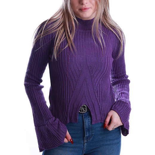 Śliczna ciemno fioletowa bluzka z szerokimi rękawami /E2-1 UB441 T?/ ze sklepu Pantofelek24.pl w kategorii Swetry damskie - zdjęcie 150641599