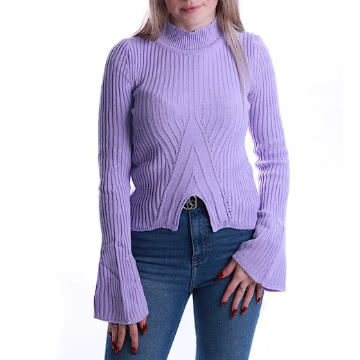Śliczna jasno fioletowa bluzka z szerokimi rękawami /E2-1 UB449 T?/ ze sklepu Pantofelek24.pl w kategorii Swetry damskie - zdjęcie 150641625