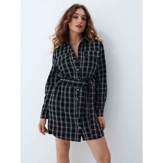 Mohito - Tweedowa sukienka mini - Czarny Mohito 32 Mohito wyprzedaż