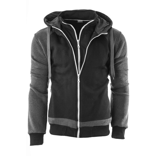 Męska bluza/kurtka z kapturem 6687 - czarna ze sklepu Risardi w kategorii Bluzy męskie - zdjęcie 150695558
