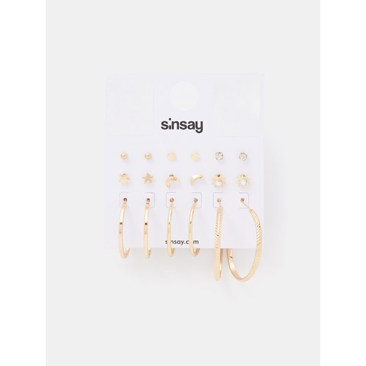 Sinsay - Kolczyki 9 pack - Złoty Sinsay Jeden rozmiar Sinsay