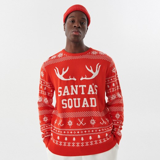 Cropp - Czerwony świąteczny sweter - Czerwony Cropp XL promocja Cropp