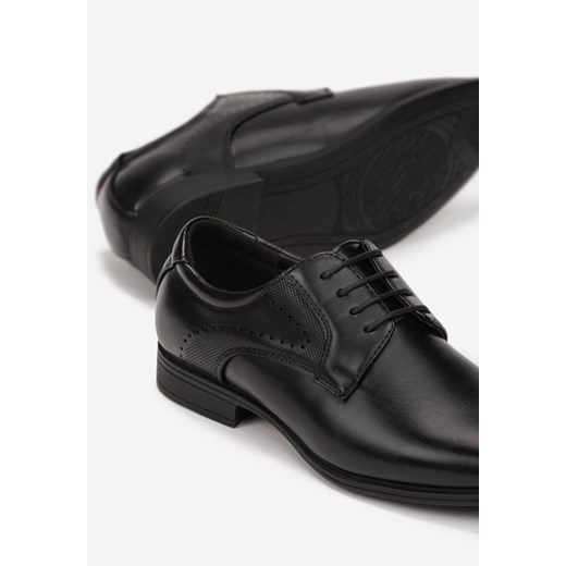 Czarne Półbuty na Płaskim Obcasie z Przeszyciami i Skórzaną Wkładką Copelynn 38 okazja born2be.pl