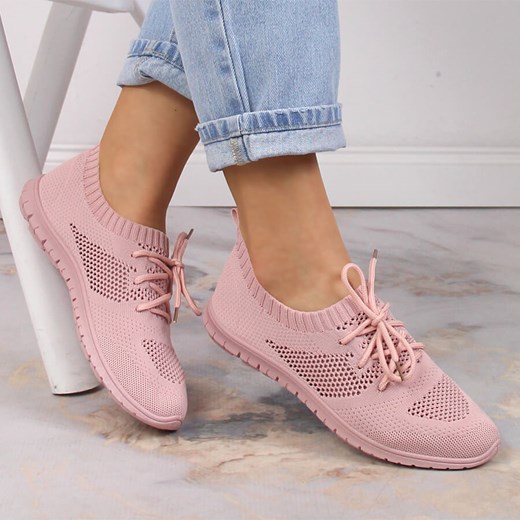 Buty sportowe damskie ażurowe pudrowy róż NEWS News 37 ButyRaj.pl wyprzedaż