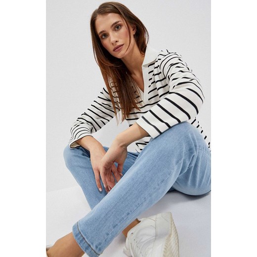 Luźna bluza damska w paski, Kolor biało-czarny, Rozmiar XS, Moodo XS Primodo