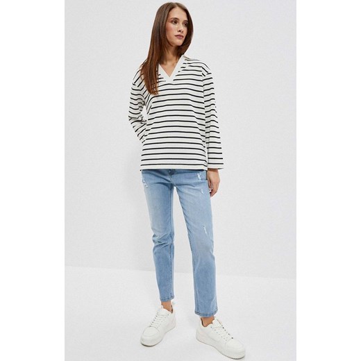 Luźna bluza damska w paski, Kolor biało-czarny, Rozmiar XS, Moodo M Primodo