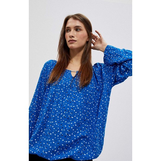Luźna bluzka damska w kolorze niebieskim z nadrukiem 4018, Kolor niebieski, Rozmiar S, Moodo ze sklepu Primodo w kategorii Bluzki damskie - zdjęcie 150787516