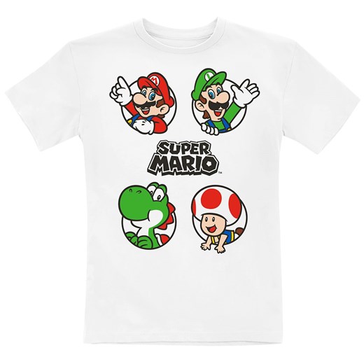 Super Mario - Kids - Circles - T-Shirt - biały 104, 116, 128, 140, 152 EMP