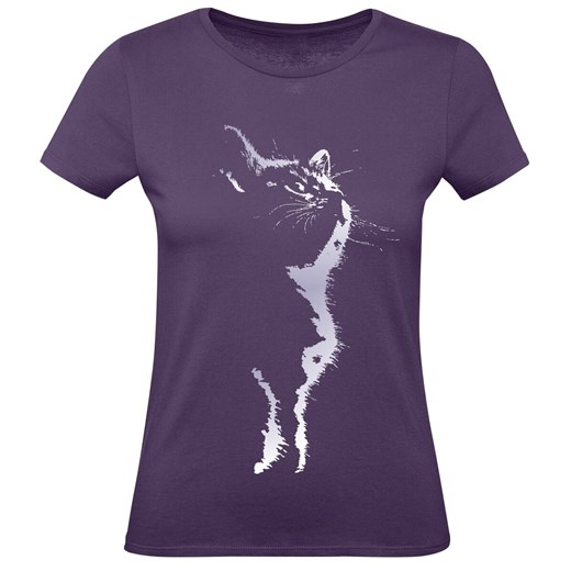 Tierisch - Cat Silhouette - T-Shirt - purpurowy S, M EMP