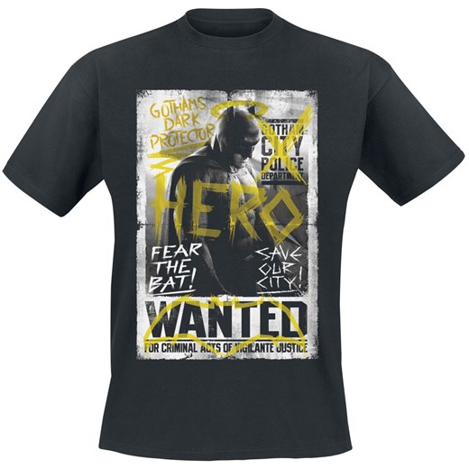 Batman - Batman v Superman - Wanted - T-Shirt - czarny S, M, L, XL, XXL, 3XL, 4XL, 5XL EMP