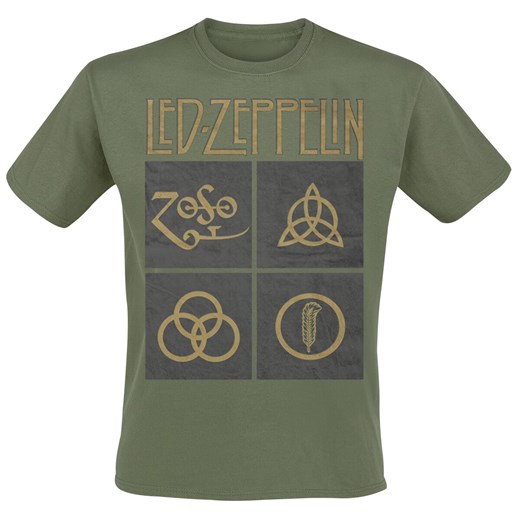 Led Zeppelin - Green Symbols - T-Shirt - oliwkowy M, L, XL, XXL EMP