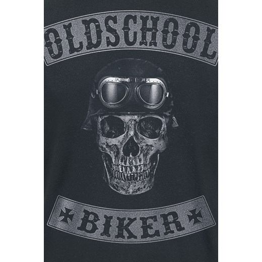 Oldschool Biker Skull T-Shirt - czarny S, M, L, XL, XXL, 3XL EMP
