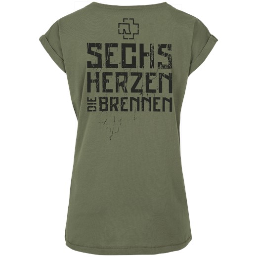 Rammstein - 6 Herzen - T-Shirt - oliwkowy S, M, L, XL, XXL EMP
