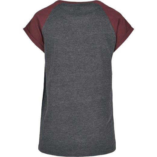 Urban Classics - Ladies Contrast Raglan Tee - T-Shirt - szery czerwony (wine XS, S, M, L, XL, 3XL, 4XL, 5XL EMP
