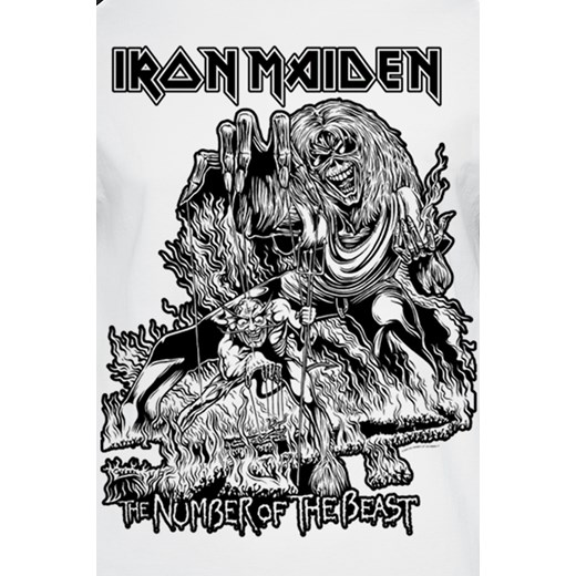 Iron Maiden - Number Of The Beast - T-Shirt - biały czarny S, M, L, XL, XXL, 3XL, 4XL EMP