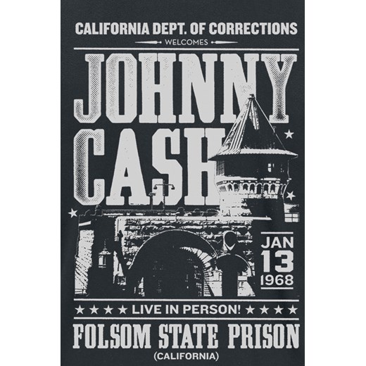 Johnny Cash - Folsom State Prison - T-Shirt - czarny S, M, L, XL EMP promocyjna cena