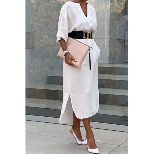 Sukienka HILVEDA WHITE S Ivet Shop promocyjna cena
