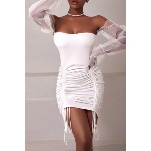 Sukienka VORVILA WHITE S okazyjna cena Ivet Shop