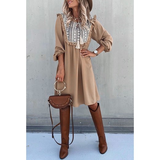 Sukienka NAVERA BEIGE uniwersalny Ivet Shop okazyjna cena