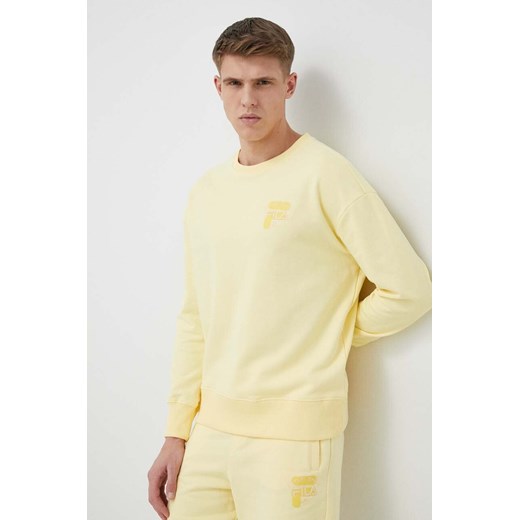Fila bluza bawełniana męska kolor żółty gładka ze sklepu ANSWEAR.com w kategorii Bluzy męskie - zdjęcie 150828548