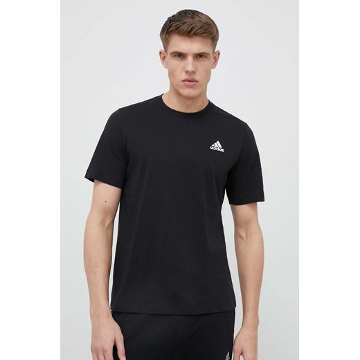 adidas t-shirt bawełniany kolor czarny gładki IC9282 ze sklepu ANSWEAR.com w kategorii T-shirty męskie - zdjęcie 150829016