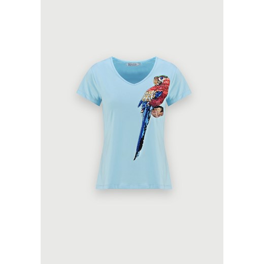 Niebieski bawełniany t-shirt z aplikacją ze sklepu Molton w kategorii Bluzki damskie - zdjęcie 150830147