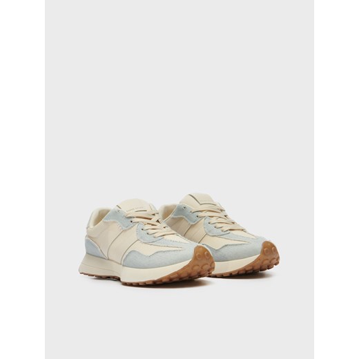 Beżowe sneakersy z jeansowymi wstawkami - Wielobarwny House 41 House