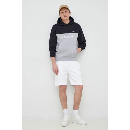 Lacoste bluza męska kolor szary z kapturem wzorzysta Lacoste XL ANSWEAR.com