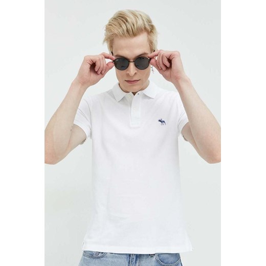 Abercrombie & Fitch polo męski kolor biały gładki Abercrombie & Fitch XL ANSWEAR.com