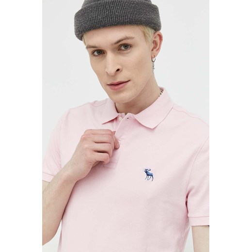 Abercrombie & Fitch polo męski kolor różowy gładki Abercrombie & Fitch S ANSWEAR.com