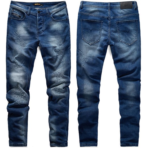 Spodnie jeansowe męskie granatowe slim Recea ze sklepu Recea.pl w kategorii Jeansy męskie - zdjęcie 150856938
