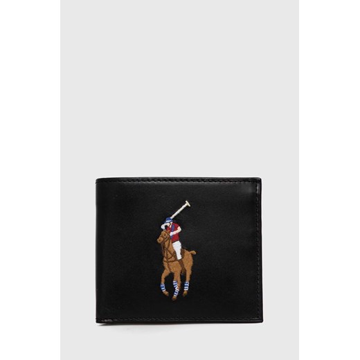 Polo Ralph Lauren portfel skórzany męski kolor czarny ze sklepu ANSWEAR.com w kategorii Portfele męskie - zdjęcie 150877648