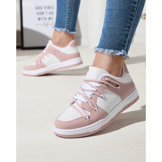Sportowe sneakersy damskie w biało- różowym kolorze kolorze Riloxi - Obuwie Royalfashion.pl 38 royalfashion.pl