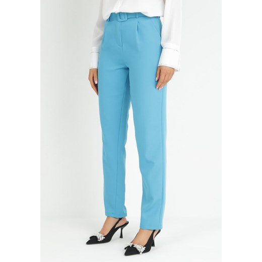Niebieskie Spodnie Garniturowe z Paskiem Nemez ze sklepu Born2be Odzież w kategorii Spodnie damskie - zdjęcie 150897625