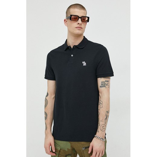 Abercrombie & Fitch polo męski kolor czarny z aplikacją Abercrombie & Fitch S ANSWEAR.com