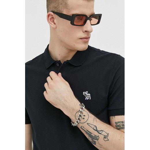 Abercrombie & Fitch polo męski kolor czarny z aplikacją Abercrombie & Fitch XXL ANSWEAR.com