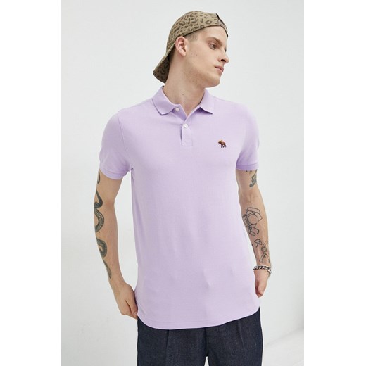 Abercrombie & Fitch polo męski kolor fioletowy z aplikacją Abercrombie & Fitch S ANSWEAR.com
