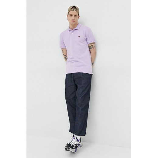 Abercrombie & Fitch polo męski kolor fioletowy z aplikacją Abercrombie & Fitch XS ANSWEAR.com