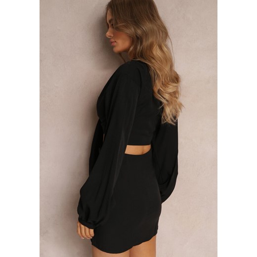 Czarny 2-częściowy Komplet Casual z Bluzką i Spódnicą Mini Udekorowanych Renee S Renee odzież promocyjna cena