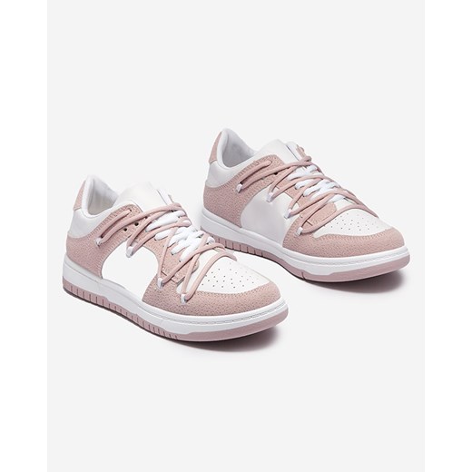 Sportowe sneakersy damskie w biało- różowym kolorze kolorze Riloxi - Obuwie Royalfashion.pl 38 royalfashion.pl