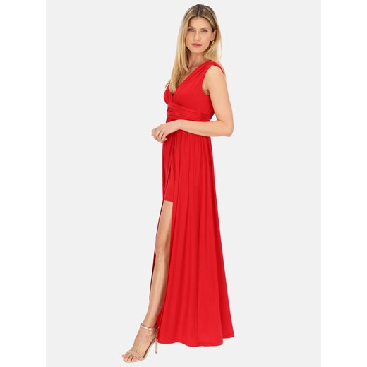 Czerwona sukienka z rozcięciem na wesele L'AF Zoraya 40 Eye For Fashion