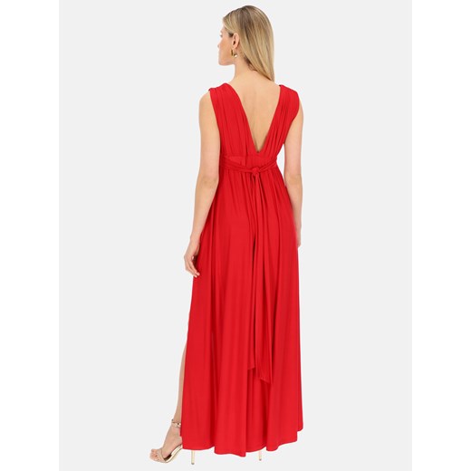 Czerwona sukienka z rozcięciem na wesele L'AF Zoraya 36 Eye For Fashion
