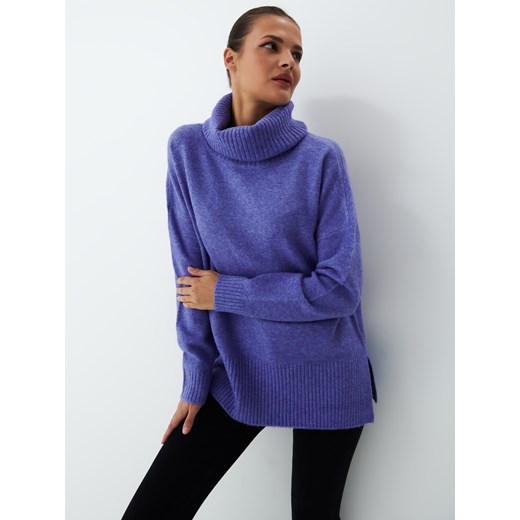 Mohito - Fioletowy sweter z golfem oversize - Fioletowy Mohito L Mohito