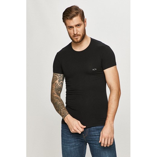 Armani Exchange t-shirt 2-pack męski kolor czarny gładki 956005 CC282 NOS ze sklepu ANSWEAR.com w kategorii T-shirty męskie - zdjęcie 150918116