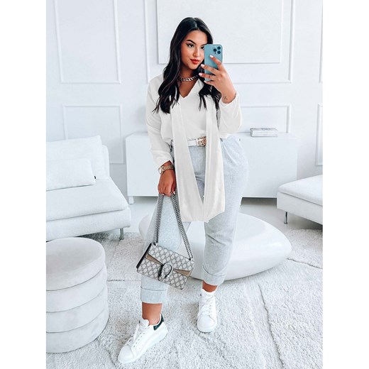 Bluzka PLUS SIZE z wiązaniem przy dekolcie - PARILLA - biała Magmac one size magmac.pl
