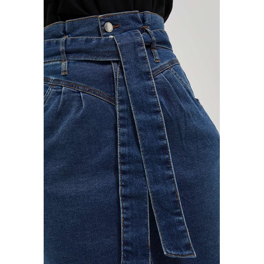 Jeansowa spódnica z wysokim stanem ze sklepu Moodo.pl w kategorii Spódnice - zdjęcie 150934365