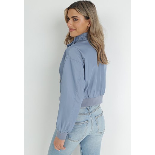 Niebieska Kurtka Przejściowa ze Stójką Alateia M okazja Born2be Odzież