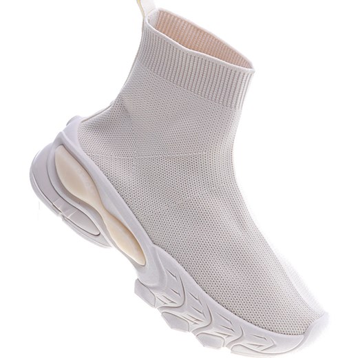 Botki beżowe Pantofelek24 bez zapięcia sportowe 